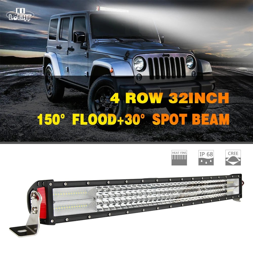 Amber And White Light Bar 32 Inch 3500W Tri-Row LED Light Bar - Combo Flood & Spot Beam For Off-Road, ATV, UTV, Trucks (Fits 12V/24V) 38 In Led Light Bar - Foto 9