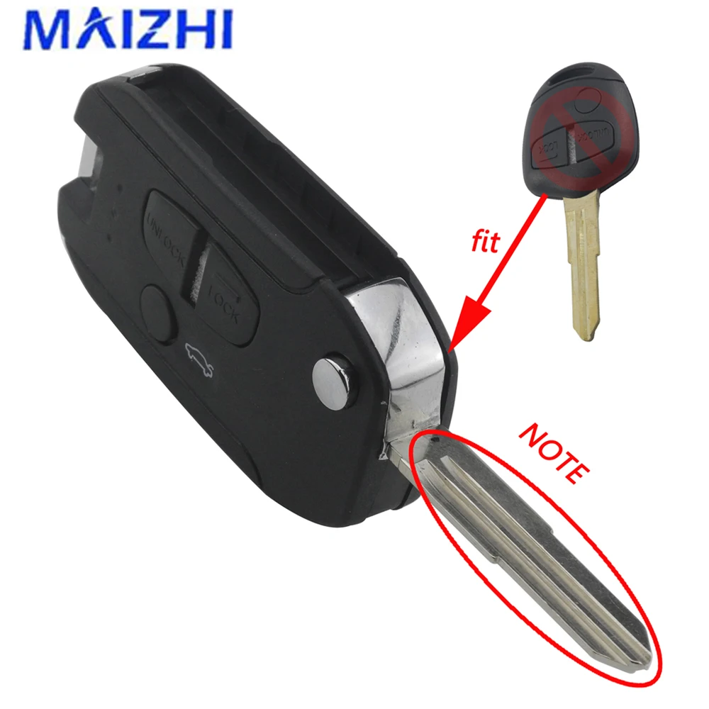 

jingyuqin 3 Buttons Remote Flip Folding Car Key Case Shell Fob for Mitsubishi Pajero Sport Outlander Grandis ASX Car-Styling