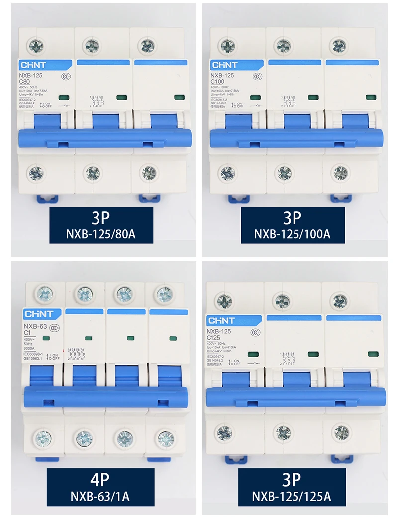 CHNT NXB-63 небольшой выключатель DZ47 воздушный выключатель 1P 2P 3P 4P 1A~ 125A C тип бытовой переключатель безопасности