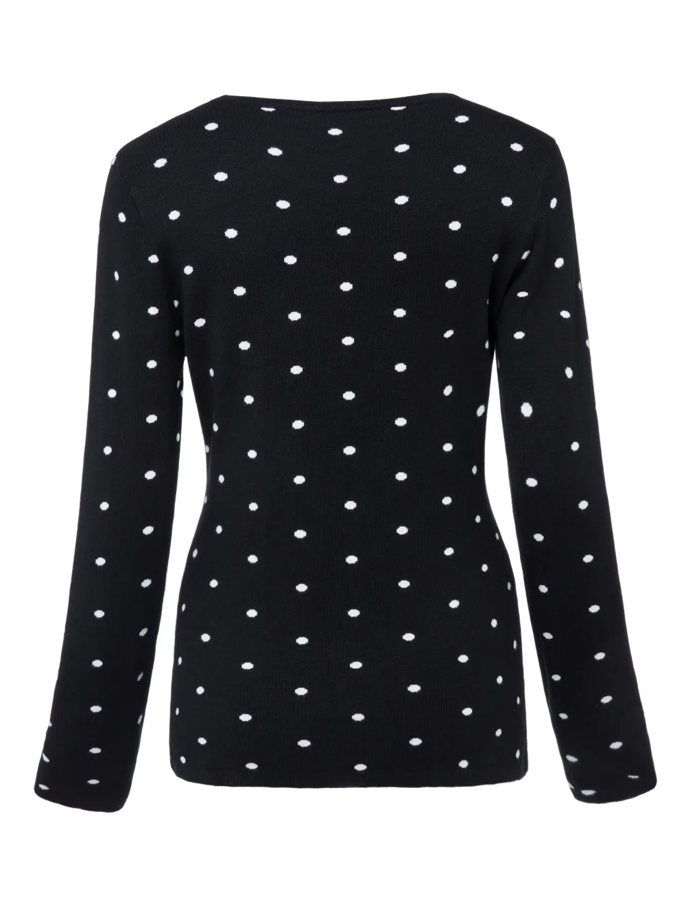 Kinikiss Women Polka Dot Vintage Sweaters Shirt O Neck Long Sleeve Pullovers Spring Fashion Elegant Lady Slim Knitted Sweater