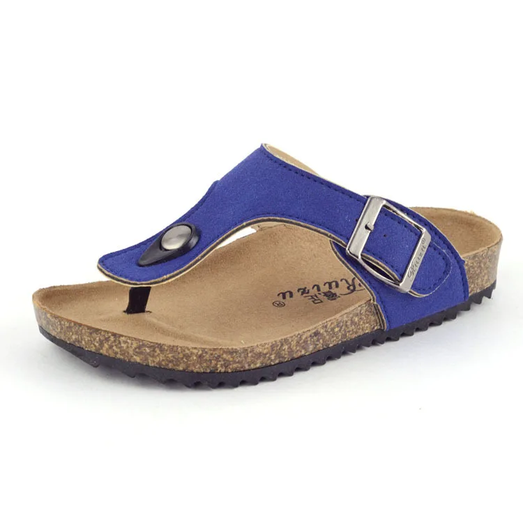 Летние детские сандалии для родителей, модные пробковые туфли для мальчиков, сандалии для девочек, пляжные Нескользящие Детские шлепанцы, размер 22-39 - Цвет: Синий
