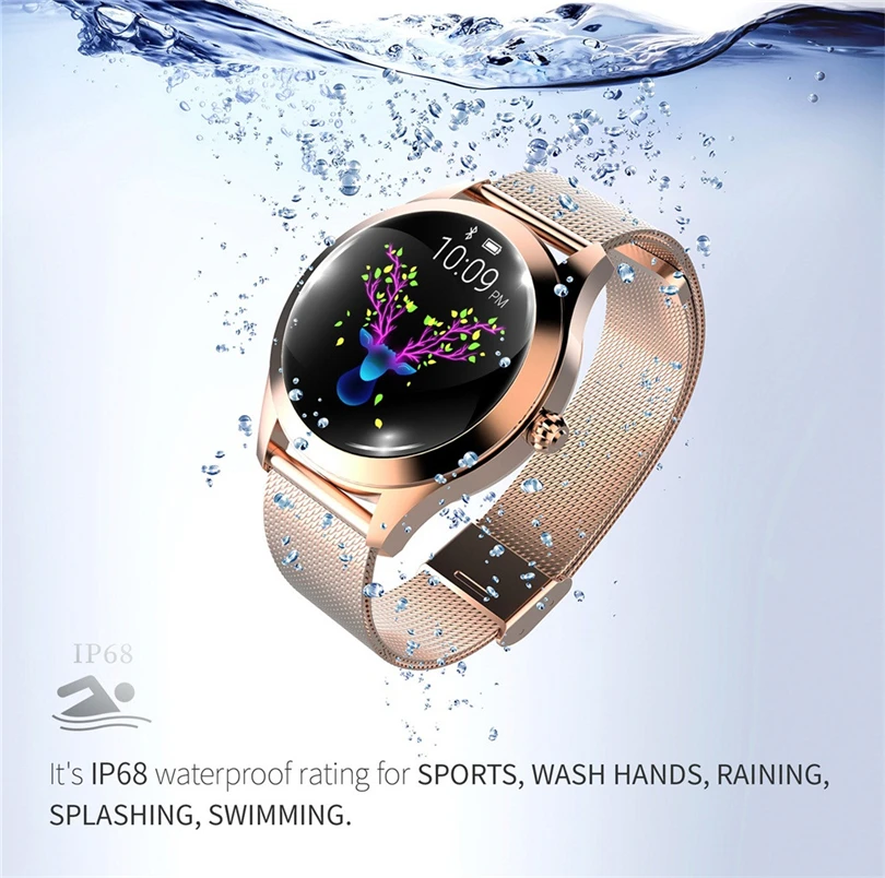 Роскошные Смарт-часы для женщин наручные золотые IP68 водонепроницаемый монитор сердечного ритма Браслет фитнес для Android IOS часы с подарками