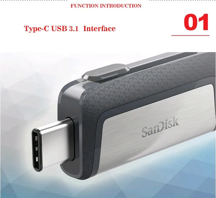 Sandisk 128 ГБ SDDDC2 высокоскоростной USB флеш-накопитель type-C USB3.1 с двумя разъемами OTG 64 ГБ флеш-накопители 16 Гб 130 м/с флешки 32 Гб USB флешки