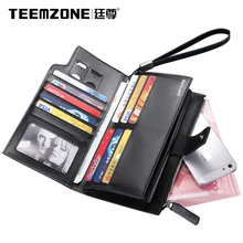 Teemzone Trend Alle in Einem Brieftasche für iPhone Neue Männlichen Tasche Versichert Leder Handgelenk Clutch Geldbörsen Portefeuille Homme monederos J35