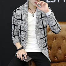 Весна и осень мужские новые куртки Красивый вязаный кардиган мужской V