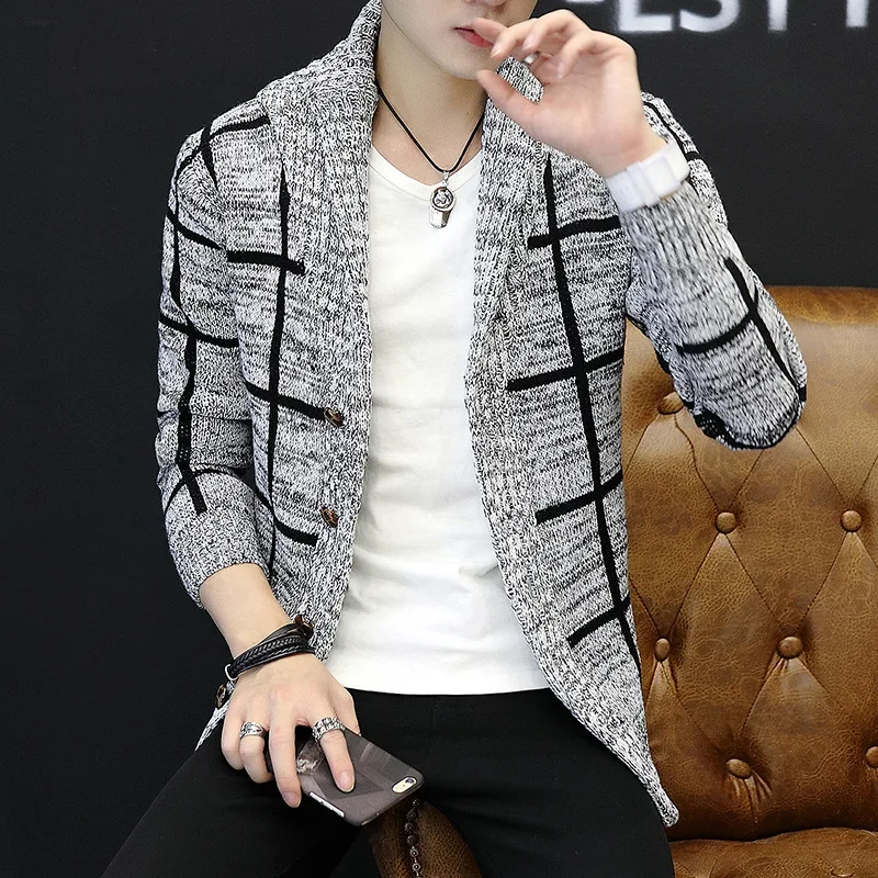 

Spring and Autumn men's new jackets men's handsome knit cardigan male V