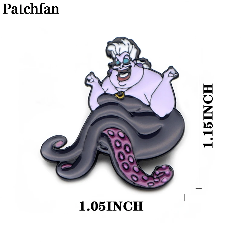 Patchfan Ursula, Мультяшные металлические цинковые эмалированные булавки, трендовая медаль para, рюкзак, рубашка, одежда, сумка, броши, значок для мужчин и женщин, A2164