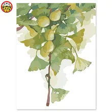 Картина по номерам с изображением произведений искусства по номеру листья гинкго двулистного свет цветочный аромат листья Сделай Сам Цифровая живопись маслом рисунок нарисовано вручную