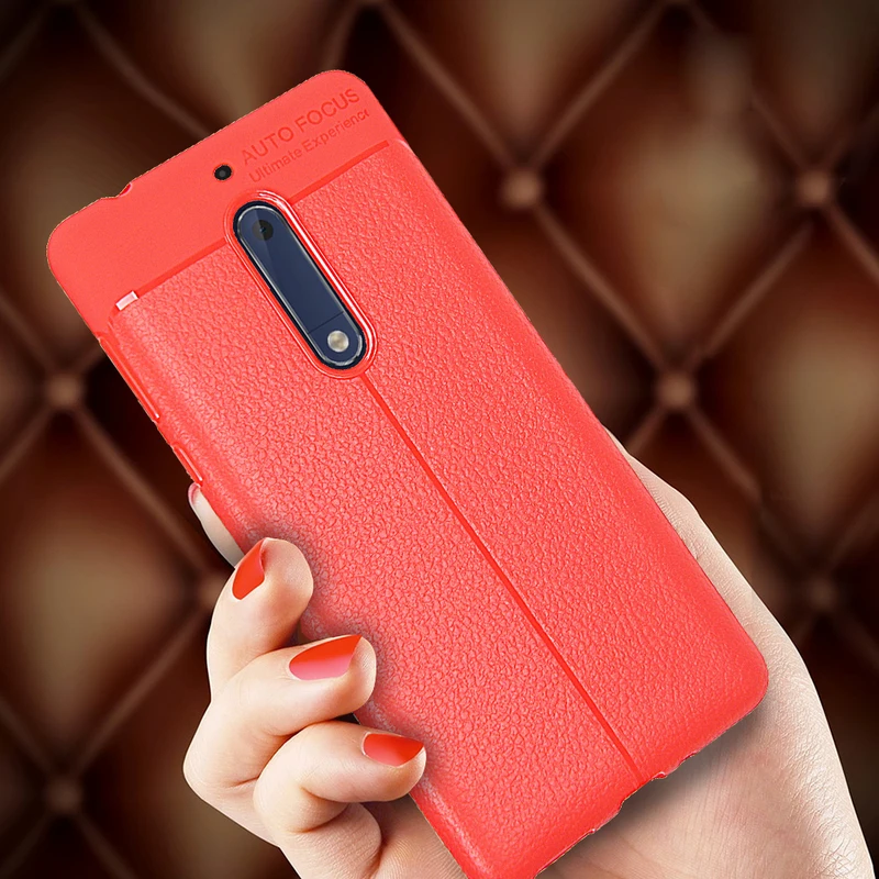 

Luxury TPU Carbon Fiber Cover for Nokia 5 Case Fitted Cases Soft Silicone Litchi Leather Cover for Nokia 5 Nokia5 Slim Case capa