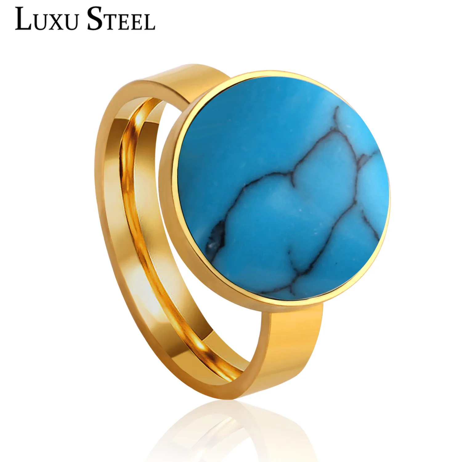 

LUXUSTEEL Rings For Women/Men Stainless Steel Blue Color Cubic Zirconia Wedding Rings Fashion Jewelry Gift