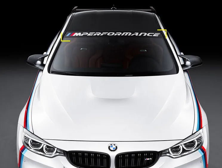 

High Quality Die Cut Car Styling Stickers for BMW M Performance Front Rear Windshield windows decal graphic Clear Background