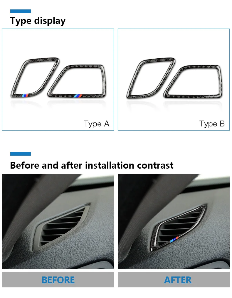  for BMW F10 5 Series LHD Carbon Fiber Car Air Conditioner Outlet Frame Vents Decorative Trim Accessories Car Styling (2)