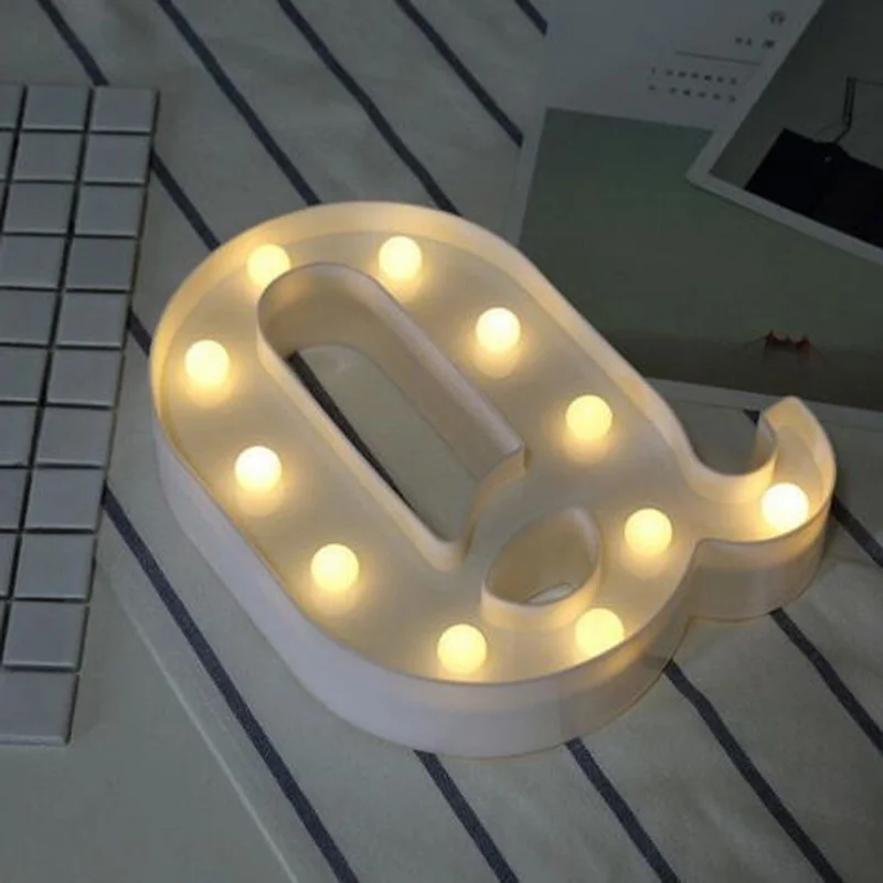 Q Led Marquee письмо загорается Винтаж цирк Стиль Алфавит ночник знак подарки - Цвет: Q