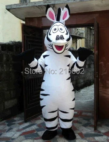 Высокое качество взрослый размер в Зебра из мультика «Мадагаскар» талисман костюм Мадагаскар Марти талисман костюм с веером и шлем косплей костюмы