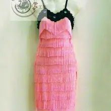 Новые костюмы для латинских танцев, сексуальные розовые платья с кисточками для латинских танцев для женщин, конкурс латиноамериканских танцев, платья S-4XL