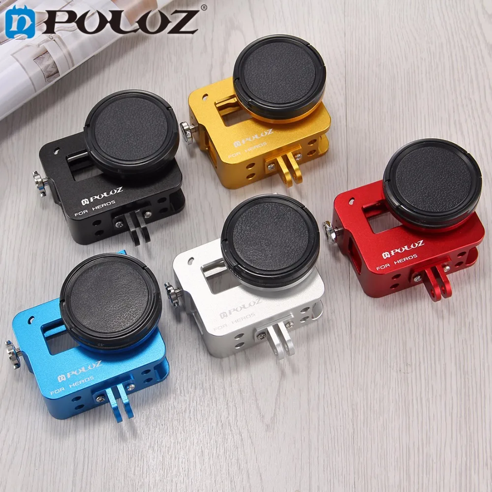 

PULUZ for GoPro Accessories Housing Shell CNC Aluminum Alloy Protective Cage W/ Insurance Frame UV Lens for GoPro HERO 6 HERO 5