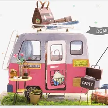 Robotime 3D DIY мини кукольный домик на колесах деревянная головоломка ручной работы Домашний миниатюрный DGM04