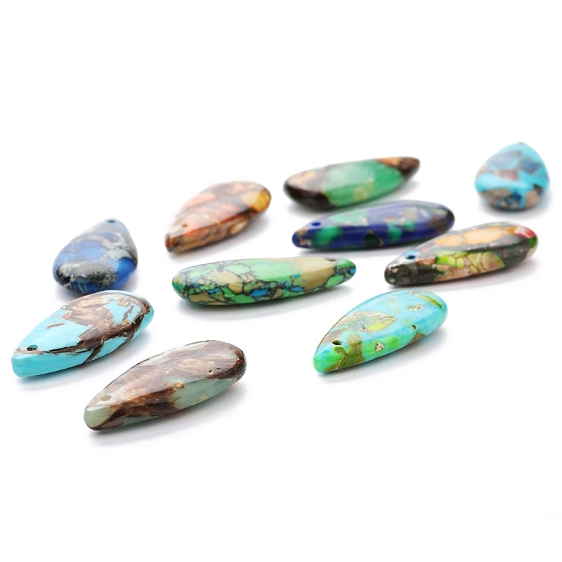 

1 set/lot Nature Stone Pendants With Hole Big Colorful Imperial Stone Waterdrop Dancing Lapis Stone Beads Pendant