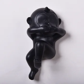 

Nordic Style 3D Three Wise Monkeys Hook Rack Animal Statues Resin Crafts Home Hotel Wall Hanging Art Decoration R682