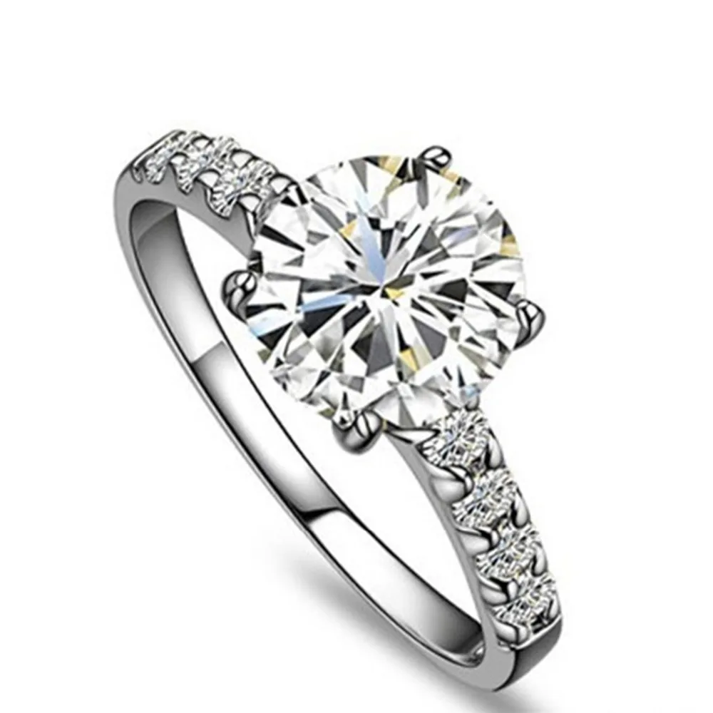 

Yuanxing Lovely 1Ct Round Cut Synthetic Diamonds Solitaire Ring Solid 925 Sterling Silver White Gold Color Wedding Ring