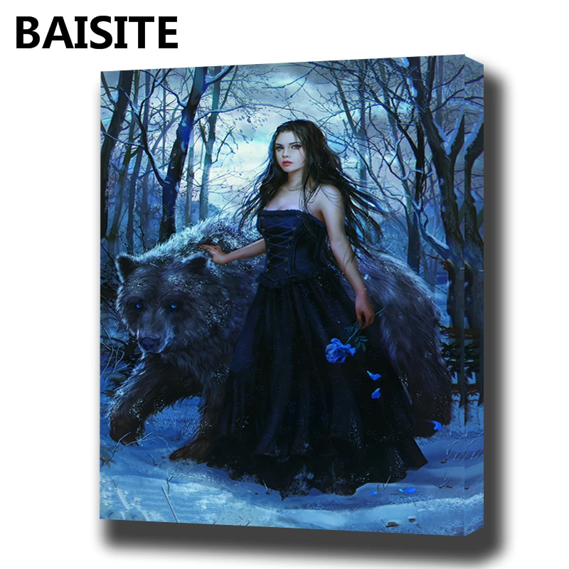 

BAISITE DIY Framed Oil Painting By Numbers Flowers Pictures Canvas Painting For Living Room Wall Art Home Decor E958