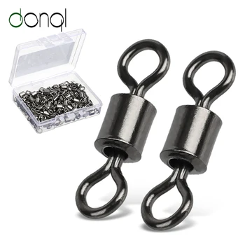 SPECIAL PRICE ❤️ DONQL 50/100pcs Bearing Swivel Fishing Connector 1#-14# Barrel Rolling Solid Rings For Fishhook Lure Link Fishing Accessories - discount item 25% OFF Sports & Entertainment