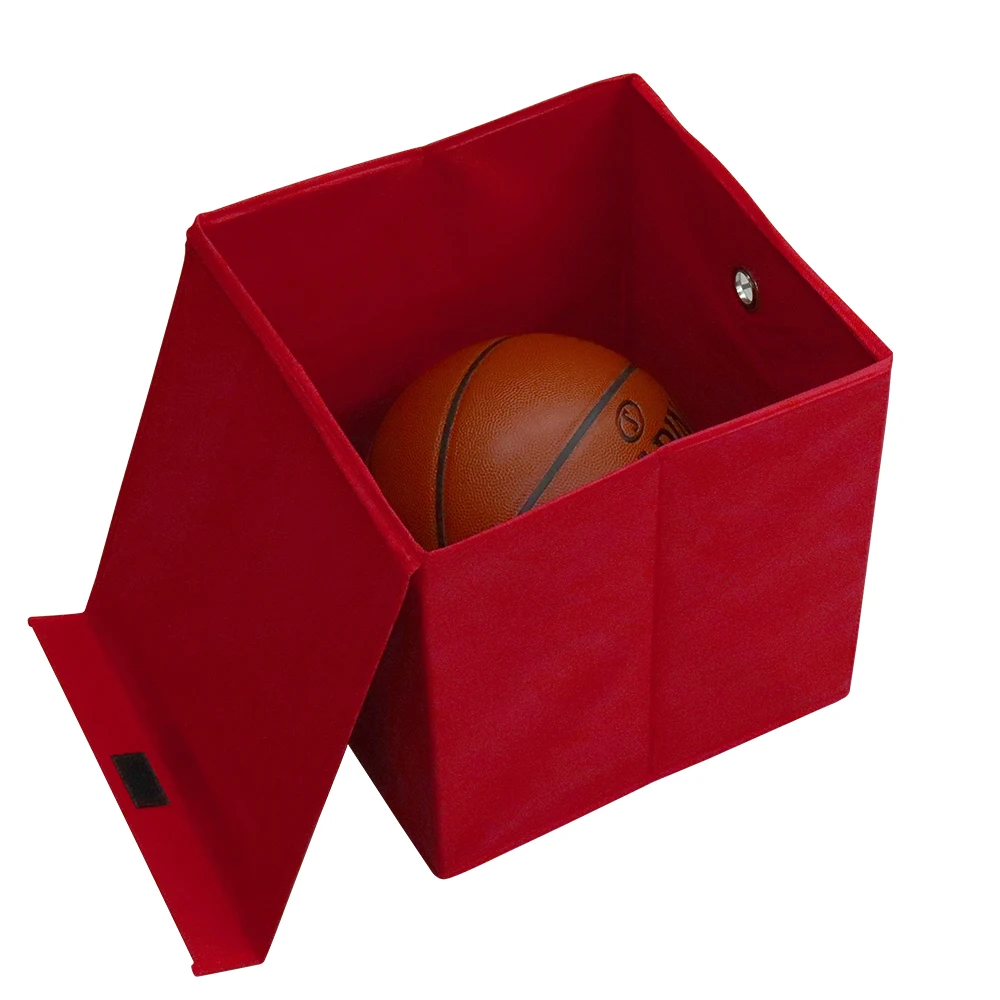 

32*32*32cm Foldable High Capacity Red Square Non-Woven Fabric Storage Cubes Box, Durable and Lightweight Clothing Organizer