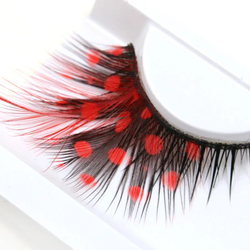 

YOKPN Red Dot Cotton Thread Eyelash Stage Makeup Bushy Lashes Hand Made Exaggerated False Eyelashes Sexy Bigeye Thick Eye Lashes