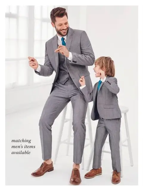 Newest Gray Father And Son Matching Suits 3 Pieces Best Man Suit Newest Gray Father And Son Matching Suits 3 Pieces Best Man Suit Groomsman Attire Slim Fit