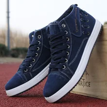 2016 New Men Shoes Fashion Spring/Summer Breathable Men Casual Shoes Korean High-top Lace-up Men Canvas Shose Men Flats Shoes