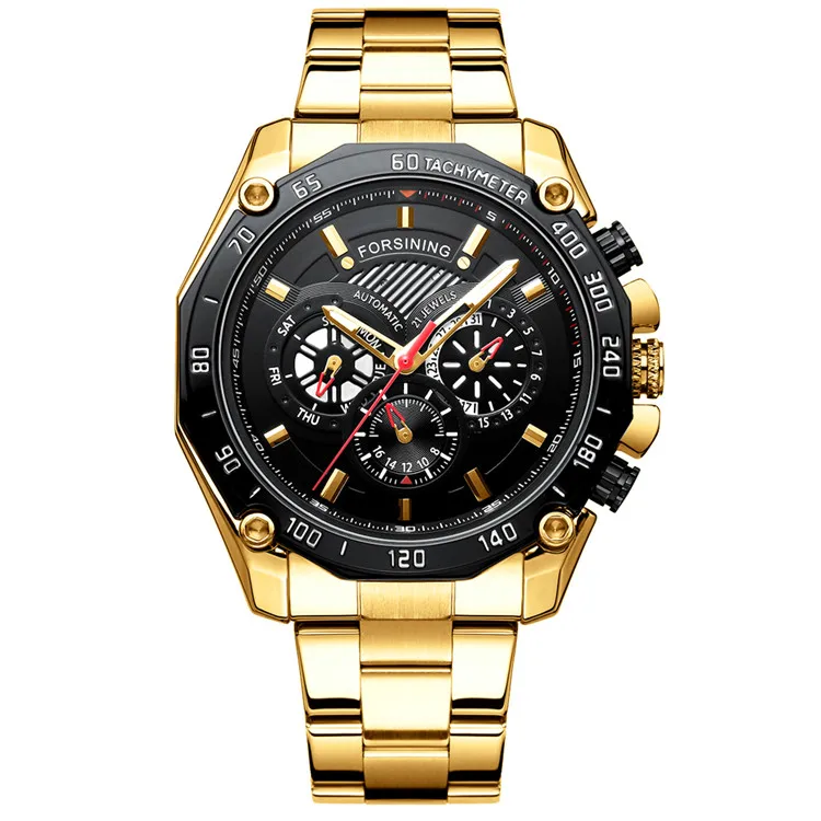 Relogio Masculino, мужские часы, Лидирующий бренд, Роскошные автоматические механические часы, мужские полностью стальные бизнес водонепроницаемые спортивные часы - Цвет: gold