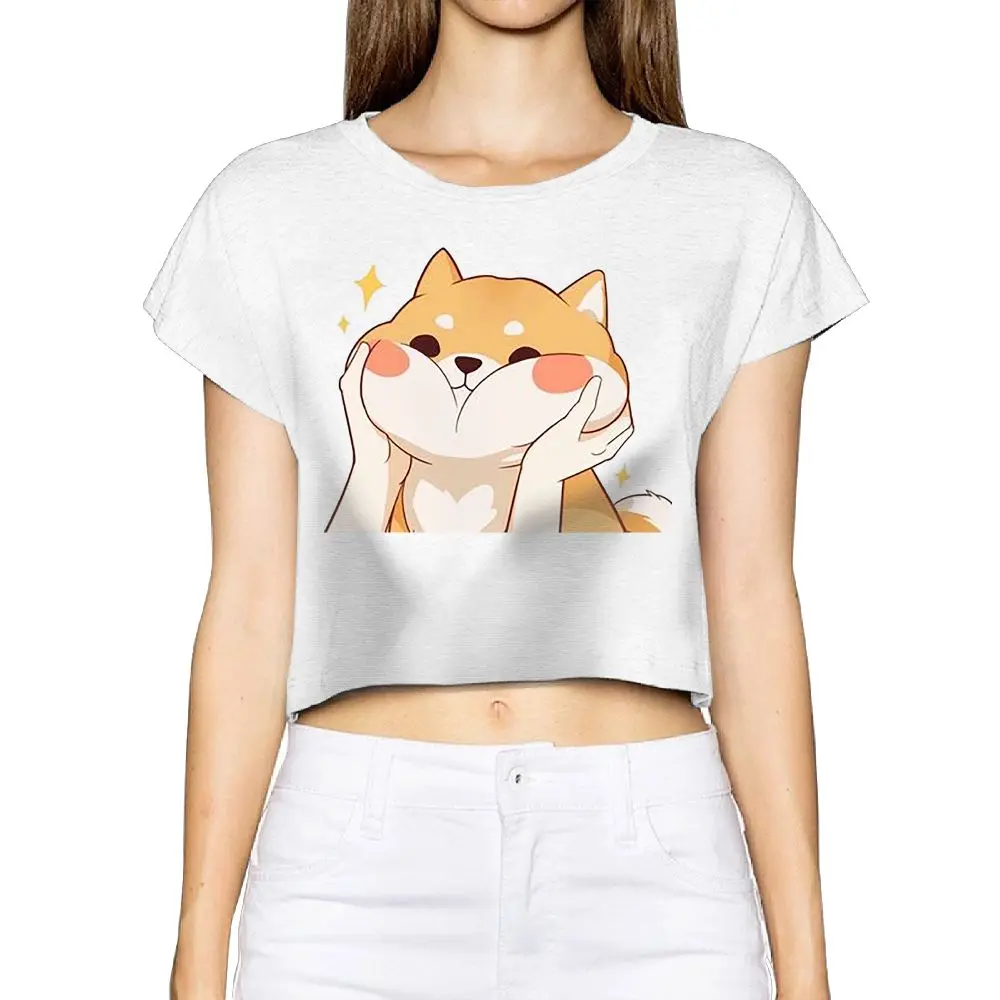 SAMCUSTOM Camisetas настоящая короткая 3D печать Милая Шиба ину летняя модная уличная