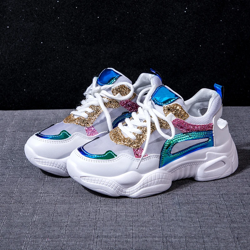 

2019 New Spring Summer Womens Shoes Fashion Mid-top Solid Color Lace Up Tide Sneakers Breathable Hollow Mesh Women Casual Shoes