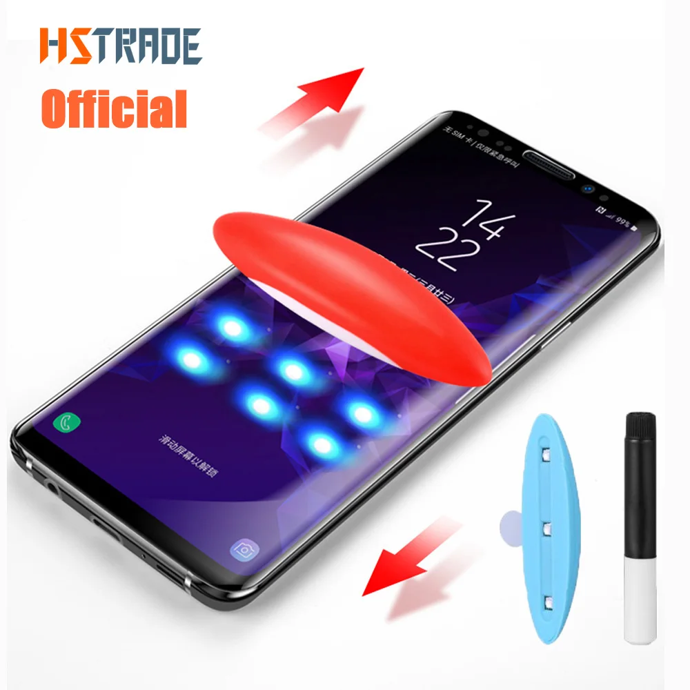 Официальное УФ жидкое изогнутое закаленное стекло с полным клеем для Samsung Galaxy S8 S9