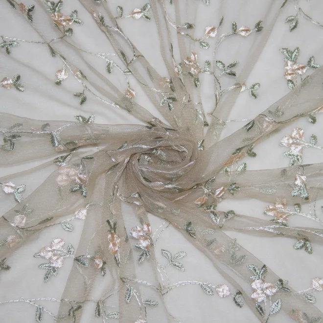 Один ярд цветок вышитый мягкий тюль цветок сетка ткань одежда для девочек женское платье DIY Материал домашние вечерние украшения - Цвет: champagne
