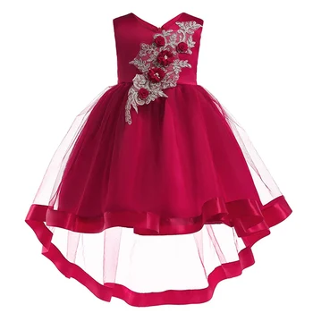 

Baby dress girls wedding flower girl dress embroidery Princess Pageant formal sleeveless tailing Party dress children clothing