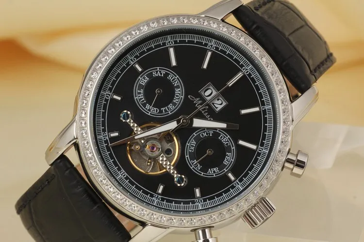 Мужские механические часы MELISSA Классические деловые дизайнерские с турбийоном и