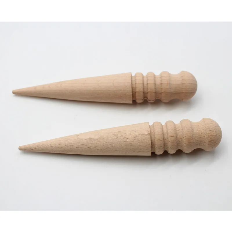 

1Pc Leather Craft Tool Leather Edge Slicker Round Wood Leather Burnisher