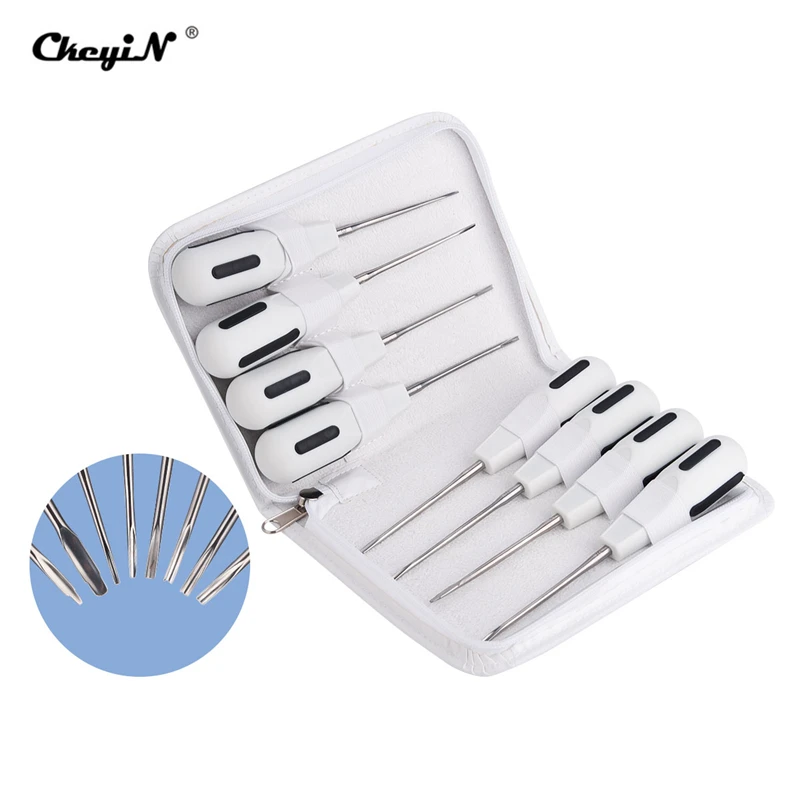 

8 Pcs Dental Elevator Set Straight Curved Cryer Stainless Steel Luxating Lift Elevators Dentist Dental Extraction Instruments 38