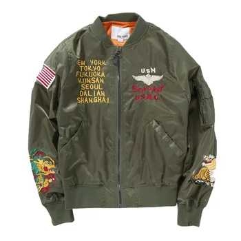 

Embroidery Slim Fit Ma1 Bomber Jacket Men Streetwear Windbreaker Baseball Mens Jackets And Coats Hip Hop