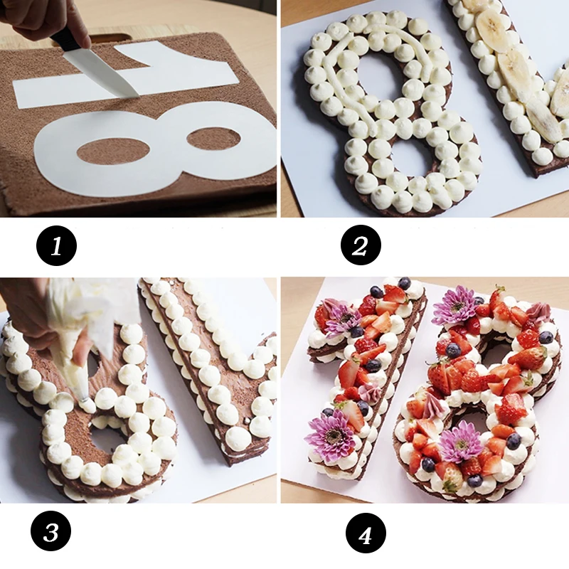 

18/22CM Letters Numbers Shape Cake Embossing Acrylic Cutter Decorating Stencil Sugar Cake Digital Stamper Cutter Fondant Mould
