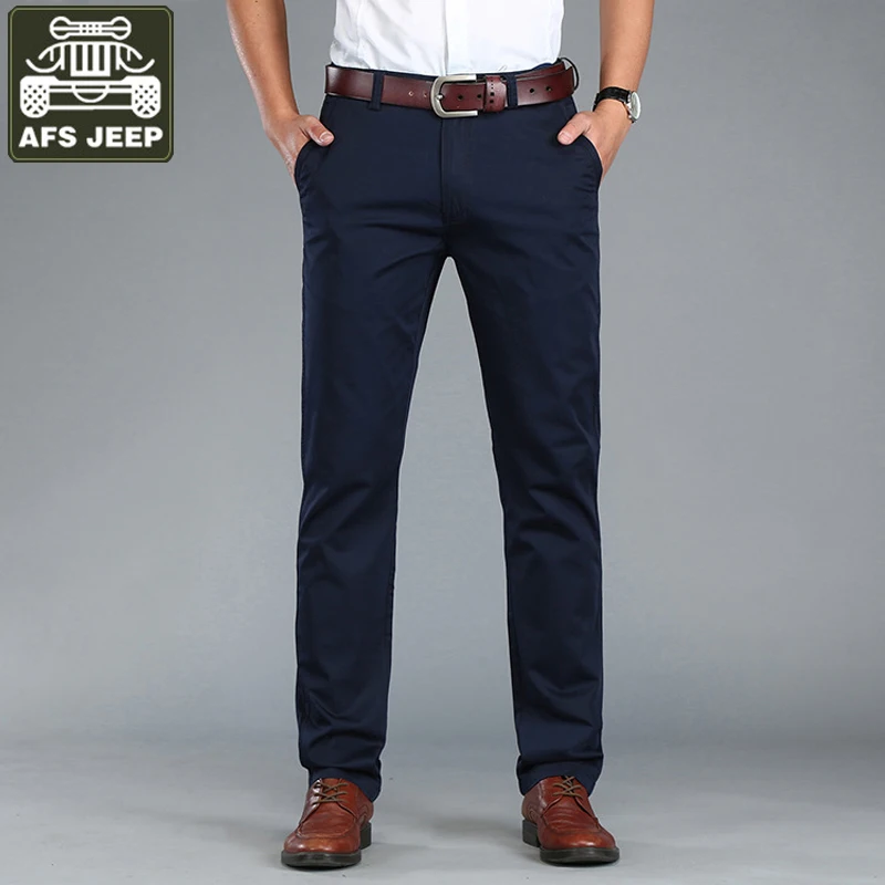

AFS JEEP Brand 2018 Pants Men Casual Cotton Mid-waist Straight Trousers Men Solid Color Men Pant Pantalon Hombre Plus Size 29-44