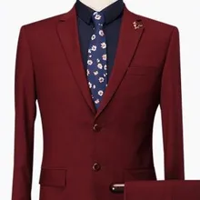 Красный лацкан с тупым углом две пуговицы формальная Мода Terno Masculino высокое качество костюм из 3 предметов(куртка+ брюки+ галстук) стиль мужские костюмы