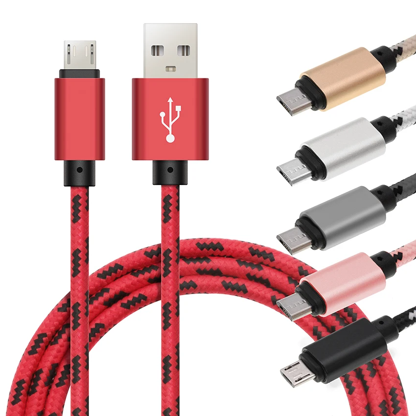 100pcs/lot Braided Micro USB Charger Lattice Cable Strong Fabric Data