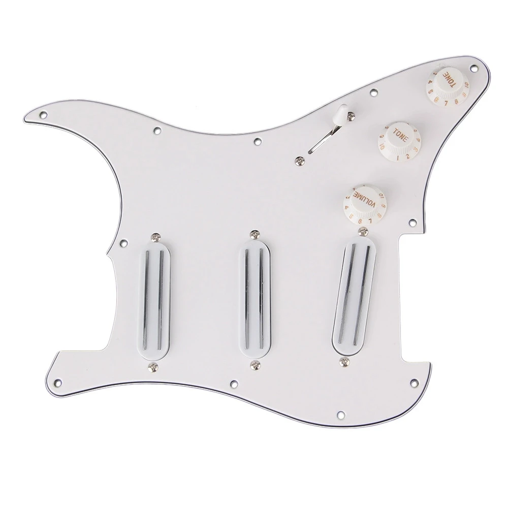 Белый загруженный Prewired Pickguard с SSS B500K/A500K тон двойной рельс звукосниматели