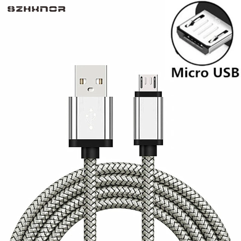 Micro USB быстрая зарядка кабель для Samsung Galaxy A3/A5/A7 J3 S7 край 2/3 метровый Kabel телефон Зарядное устройство короткий шнур - Цвет: Серебристый