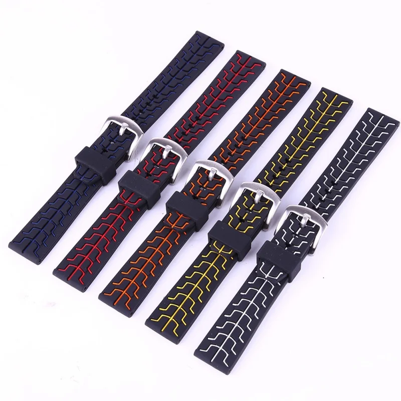 

20/22/24mm classic grid Silicone rubber watch band waterproof women men strap watch band