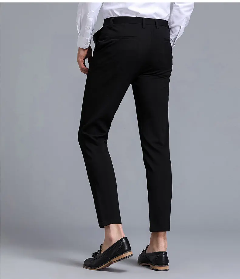 2017 autumn new Fashion pants men slim fit classic business mens pants trousers for male Zipper Fly Black Blue Size 28-35 9828-01