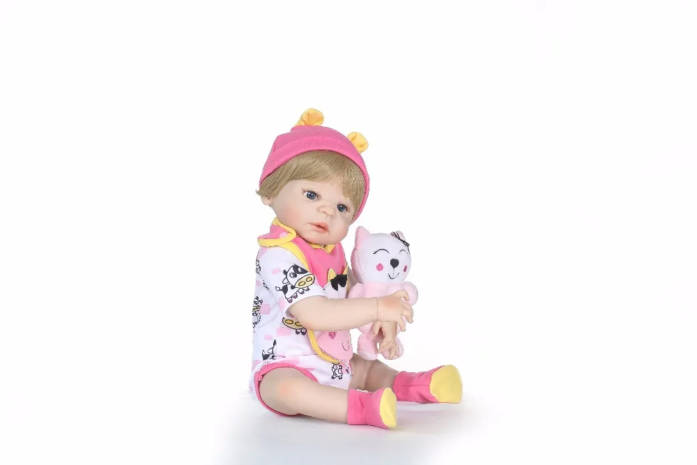 NPK 19 дюймов 46 см мягкие силиконовые Reborn Baby Doll девушка игрушечные лошадки реалистичные Дети Boneca полный винил Мода куклы Bebes возрожденная