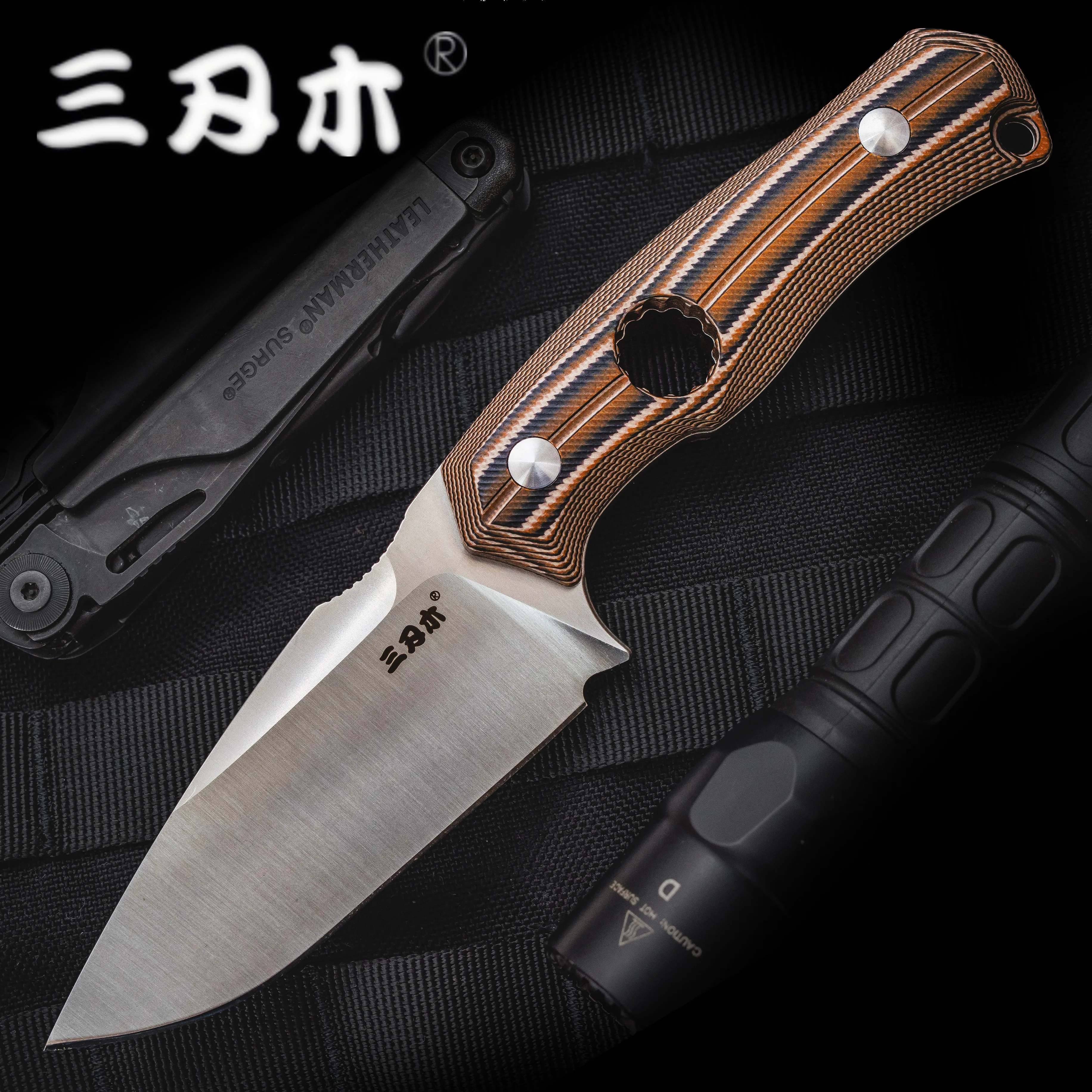 Sanrenmu S725P нож с фиксированным лезвием 14C28N оболочкой для кемпинга выживания
